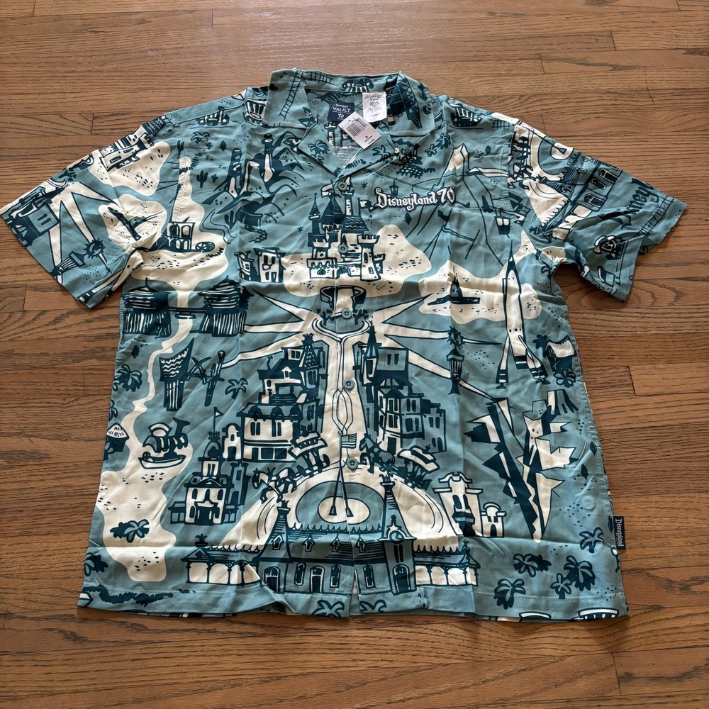 Disney Vault Collection Disneyland 70 Button Down Shirt Mens Medium Blue New